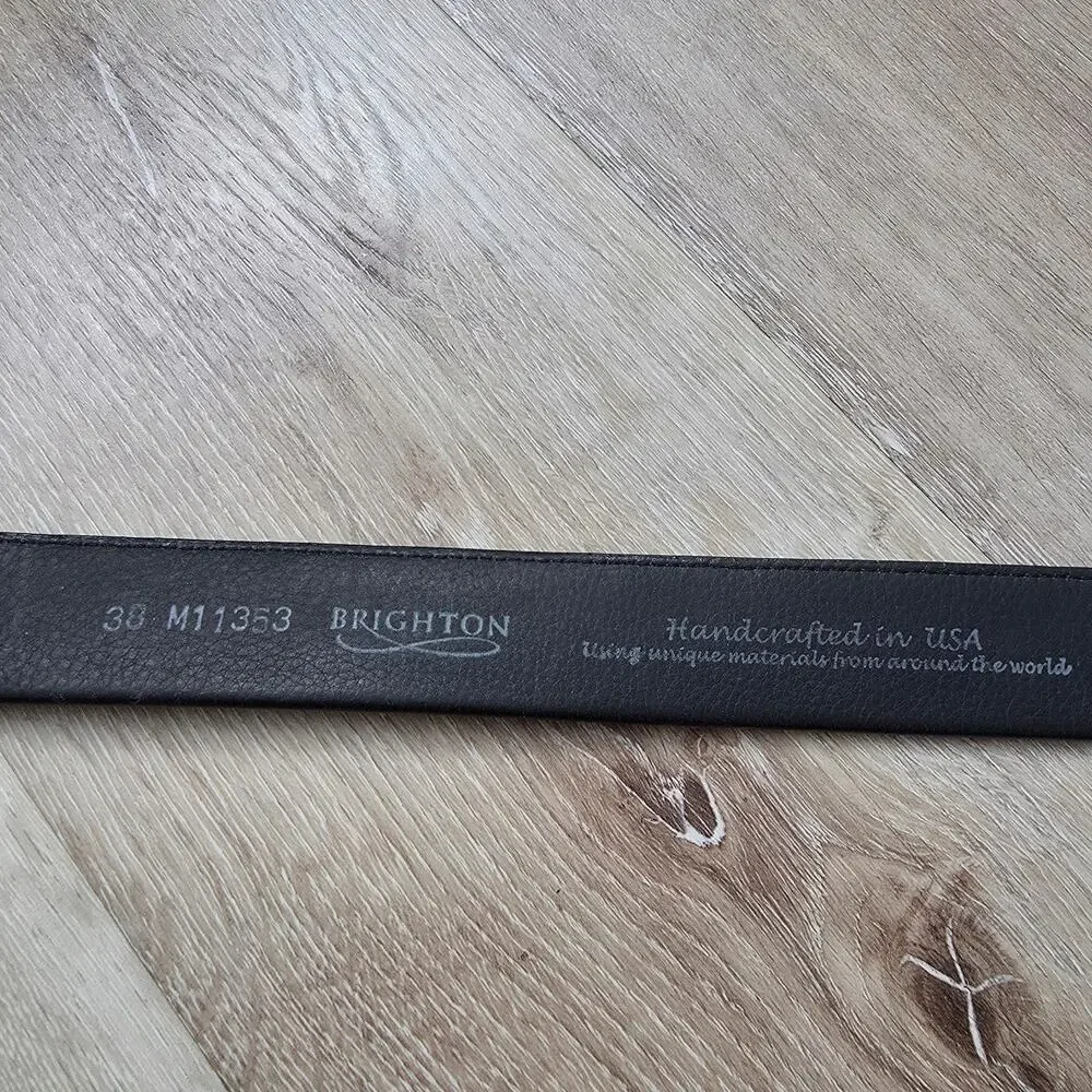 Vintage Brighton Black Leather Belt sz 38 Minimalist Casual Business Formal